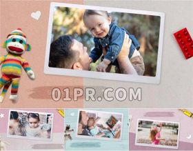 Pr快乐儿童相册模板 12张68秒小孩子照片生日纪念 Pr电子相册模板